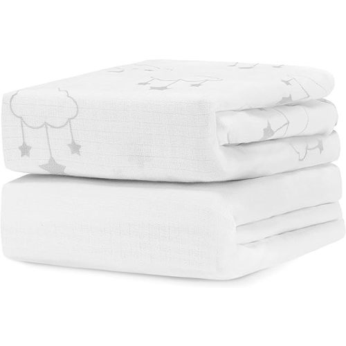 Newton Baby Fitted Crib Sheet (2-Pack) - Ultra Breathable and Soft, Organic Cotton, Fits All Standard Cribs, Wishing on a Star White