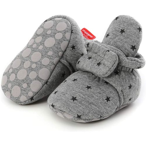 HsdsBebe Unisex Newborn Baby Cotton Booties Non-Slip Sole for Toddler Boys Girls Infant Winter Warm Fleece Cozy Socks Shoes