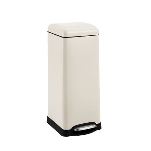 8-Gallon/30l Step-Open Trash Can with Soft-Close Lid, Stainless Steel Garbage Can with Soft Close Lid, Fingerprint Resistant, Minimalistic for Home, Kitchen, Laundry Room, Office, Bedroom, Beige