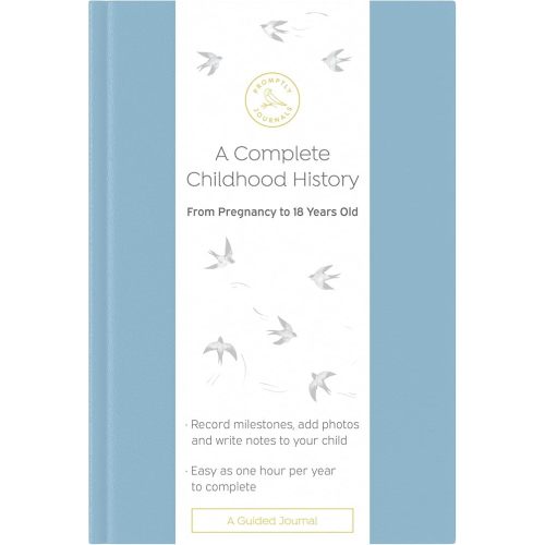 Promptly Journals, A Complete Childhood History: From Pregnancy to 18 Years Old (Dusty Blue, Leatherette) | Baby Book and Pregnancy Journal | Baby Memory Book
