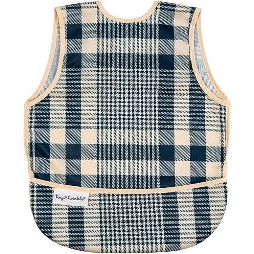 Tiny Twinkle Mess Proof Baby Bib for Girls | Waterproof Toddler Bib for Eating | Baby Apron for Feeding | Machine Washable | Perfect Shower Gift (Gingham, 6–24M)
