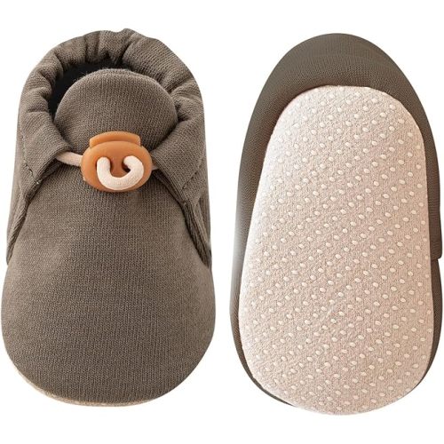Baby Booties Newborn Boys Girls Cotton Non-Slip Shoes | Soft, Cozy, Warm, Stay-On, Adjustable Drawstrings Closure, Announcement, Essentials, Shower Gifts, Crib Shoes for Infant