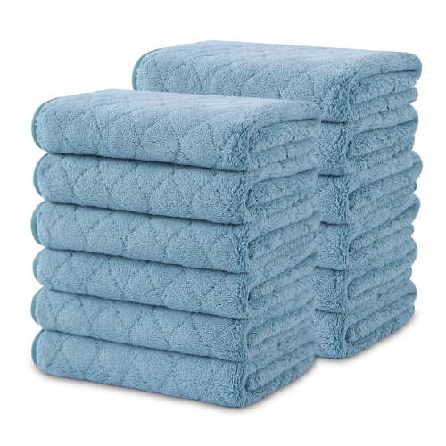 Beartech Bath Towel Set 12 Pack Washcloths Ultra Soft & Less Lint Microfiber Plush Highly Absorbent Quick Dry Face Towel Luxury Towels Set Wash Cloths Fingertip Towels -Turquoise