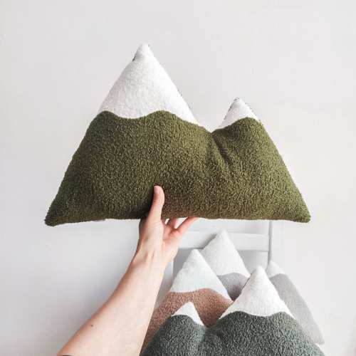 Mountain Shaped Cushion | Color: Moss Green
