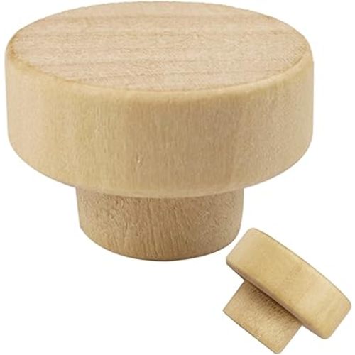 16 Pack Wood Cabinet Knobs 1.53" Flat Top Round Dresser Drawer Knobs Unfinished Furniture Pull Handles Cupboard Door Hardware (Diameter 39mm)
