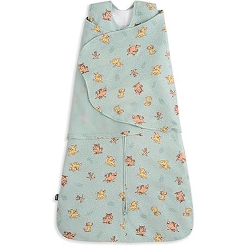 HALO 100% Cotton Sleepsack Swaddle, 3-Way Adjustable Wearable Blanket, Newborn, TOG 1.5, Lion King Friends