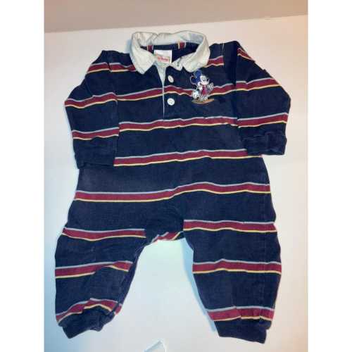 Vintage Disney Store Mickey Mouse Baby Romper One Piece Polo Shirt Outfit 6M
