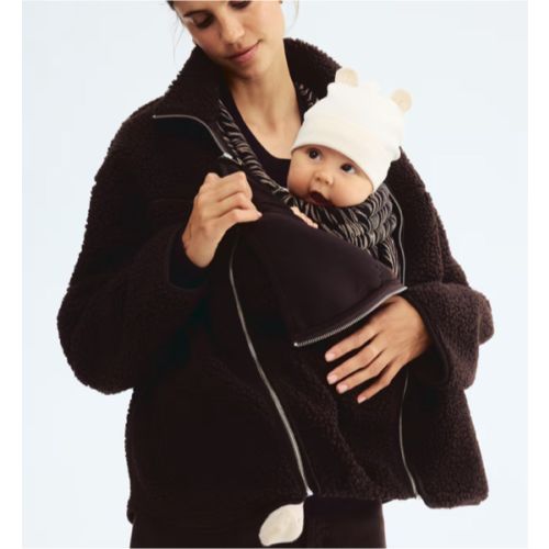 Mama Before and After Baby Wearing Fleece Jacket - Size Small, Color Brown