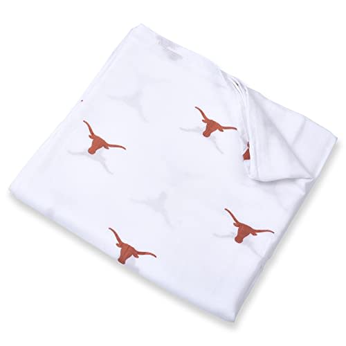 University of Texas Longhorns Muslin Swaddle Blanket – Officially Licensed Ultra-Soft 47” x 47” Cotton Muslin Baby Swaddle | Newborn Blanket | UT Infant Gift