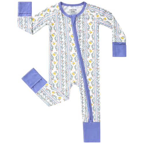 pureborn Baby Sleeper Viscose from Bamboo Zipper Footies Pjs 0-24 Months | Buttery soft, 2 way zipper, OEKO-TEX Certified, breathable, infant boy girl, fold-over mittens & foot cuffs, all-season