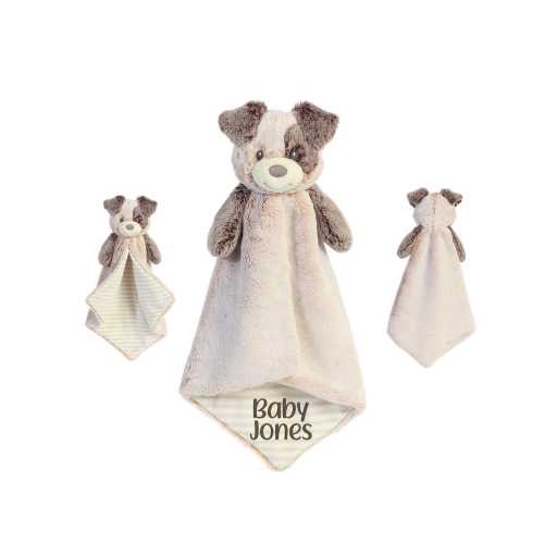 Dog Lovey Baby Blanket, Personalized Name Cuddle Toy