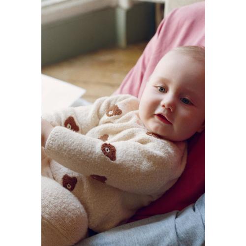 EMBROIDERED TEDDY BEAR KNIT SWEATER - Light beige | ZARA United States