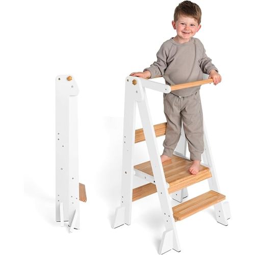 Ocodile Adjustable Foldable Toddler Tower – Folding Tower for Kids | Montessori Toddler Kitchen Stool Helper for Independence