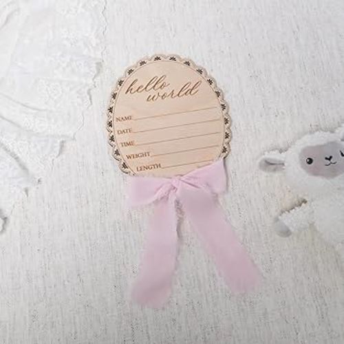 Newborn Baby Hospital Announcement Keepsake (Coquette - Pink Ribbon)