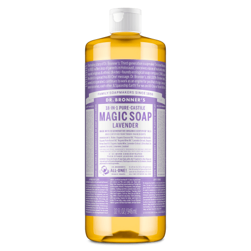 Dr. Bronner's Magic Soap - Lavender - Pure-Castile Liquid Soap - 32 fl oz – for face, body wash, hands