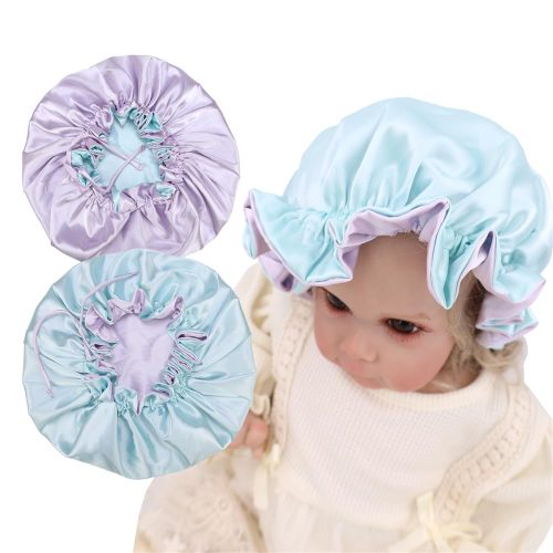 Baby Silk Satin Bonnet Hair Care Cap Hat for Infant Toddler Kids Adjustable Reversible Sleep Caps Hair Wrap Bonnets
