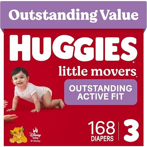 Huggies Little Movers Diapers Size 3, 168 Count (6 Packs of 28)