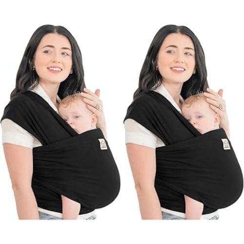 KeaBabies Baby Wrap Carrier - All in 1 Original Baby Carrier Newborn to Toddler Sling, Easy to Wear, Hands Free Bonding, Lightweight, Breathable Infant Wraps (Trendy Black) (Pack of 2)