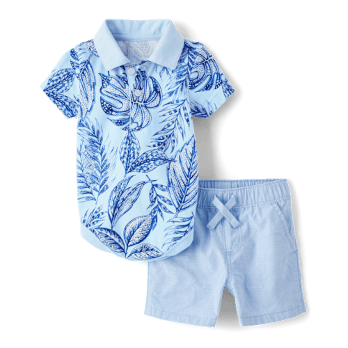 Baby Boys Matching Family Tropical 2-Piece Outfit Set - Blue