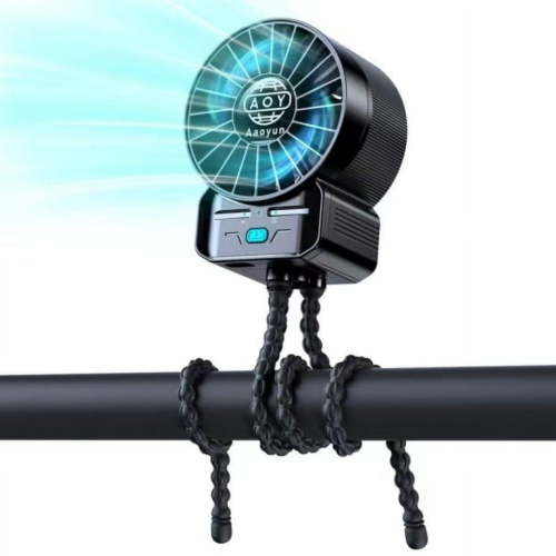 Multifunctional Portable Stroller Fan 4 Speed 6600rpm High Speed Usb Rechargeable Personal Mini Handheld Fan Extended Tripod For Desktop Winding Kids Bed Treadmill Bike Golf Cart Outdoor Travel Black