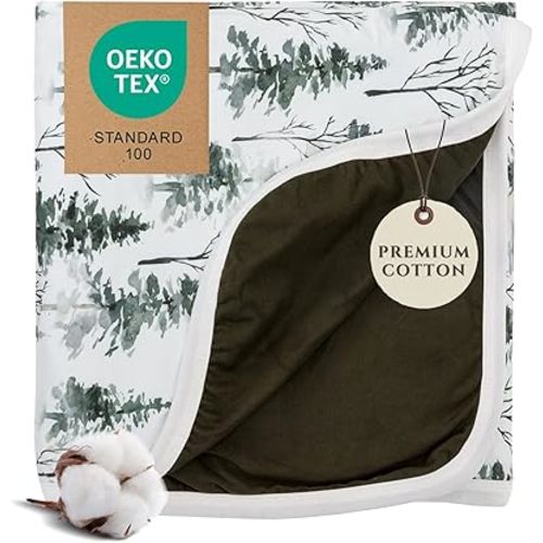 Pobibaby Premium Baby Blanket for Boys - Soft Stretchy Jersey Knit Cotton Quilt for Baby Boy, 3-Layer Crib Blanket and Toddler Blankets for Boys, 50x50 Soft Warm Cozy Nursery Bed (Magical Woods)