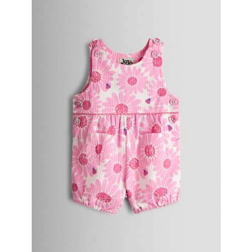 JoJo Maman Bébé Pink Printed Seersucker Dungaree