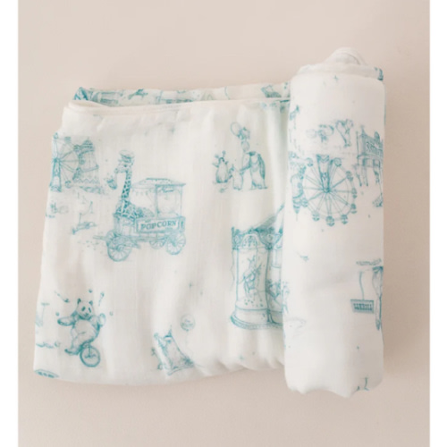 Circus Toile Bamboo Baby Blanket