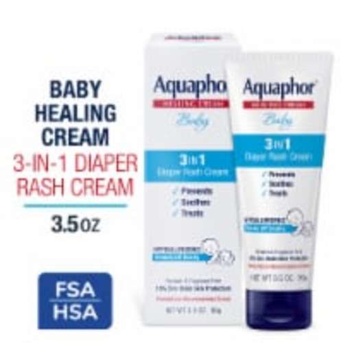 Aquaphor Baby Diaper Rash Cream 3-in-1 Diaper Rash Relief, 3.5 oz