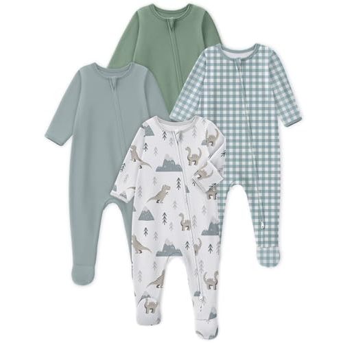 Looxii Baby Pajamas 100% Cotton Baby Sleepers for Newborn 0-3 3-6 6-9 Months Boys Girl Clothes 4pcs Footed PJs