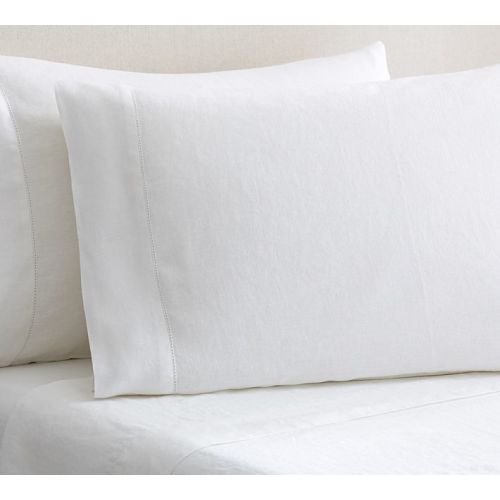Belgian Flax Linen Hemstitch Pillowcases - Set of 2