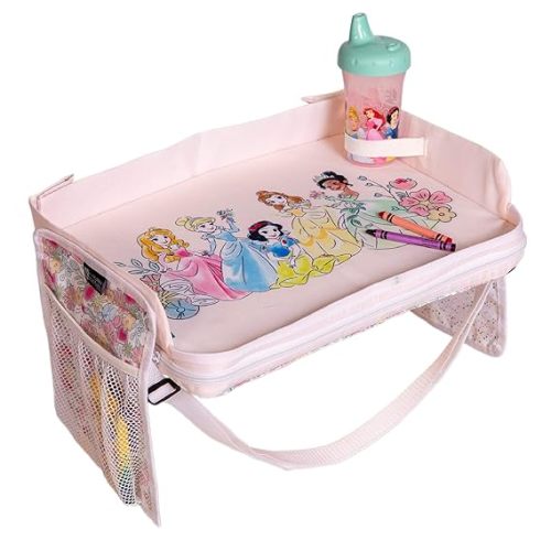 J.L. Childress Disney Baby 3-IN-1 Kids Travel Tray & Tablet Holder - Car Seat Lap Tray Desk for Toddlers, Road Trip Essentials, Car Seat Activity Table, Travel Accessories - Disney Princess