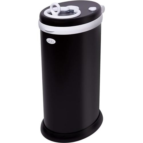 Ubbi Stainless Steel Diaper Pail, Odor Locking, No Special Bag Required, Award-Winning, Registry Must-Have, Matte Black