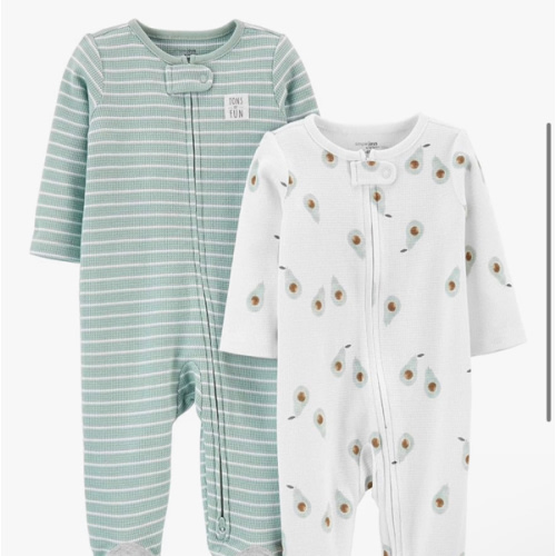 Simple Joys by Carter's unisex-baby 2-way Zip Thermal Footed Sleep and Play, Pack of 2