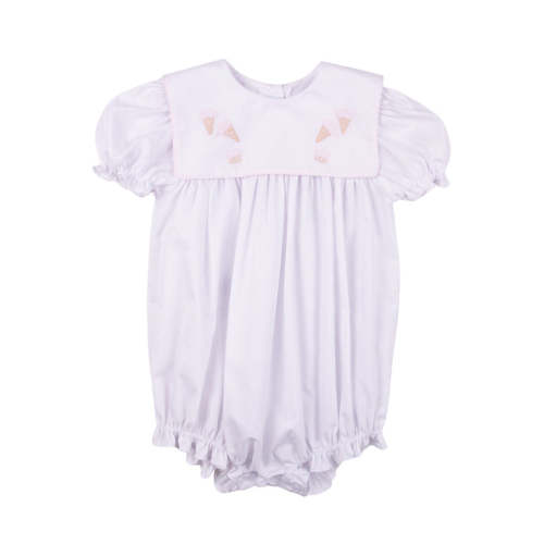 White Bubble With Pink Embroidered Ice Cream Cones