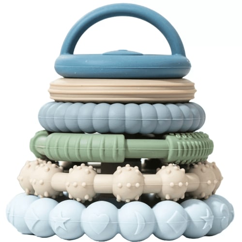Sperric Silicone Stacking Toy – Premium Stacking Teethers - Interactive and Fun Baby Stacking Toys - Teeth Soothing for 6-12 Month, Blue