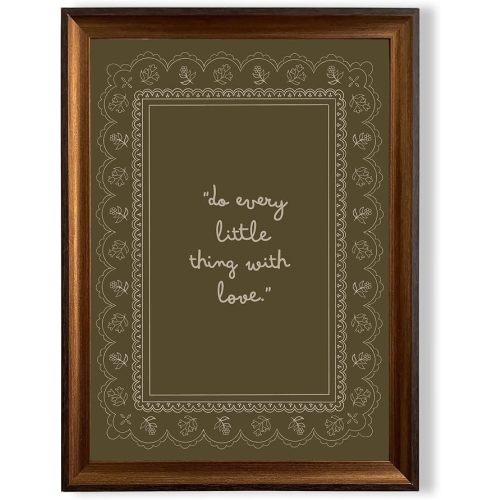 Framed Olive Green Inspirational Bible Verse Wall Art Print “Do Every Iittle Thing With Love” Scripture Quote Picture Vintage Christian Wall Decor for Living Room Bedroom Office 12x16 in
