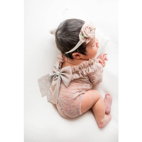 Newborn girl photo outfit lace romper photo props romper set, girl newborn photography props baby girl open back long sleeve neutral props