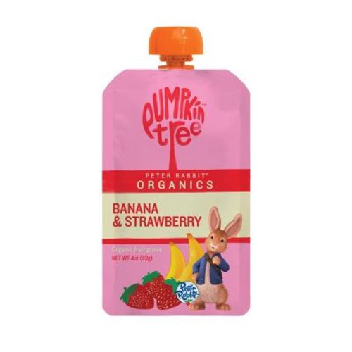 Peter Rabbit Organics Pumpkin Tree Banana & Strawberry - 4oz: Organic Certified, Non-GMO, Dairy-Free, Vegan Pouch