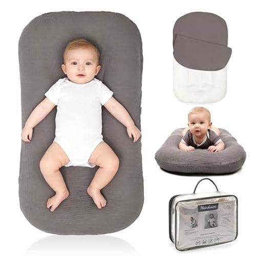 Baby Lounger - Snuggle Cozy Me Infant Lounger for Newborns | Breathable & Soft, Portable Awake-Time Pad, Essential Baby Gift (Lounger Cover Included)