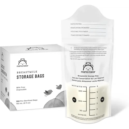 Amazon Brand - Mama Bear Breastmilk Storage Bags, 100 Count