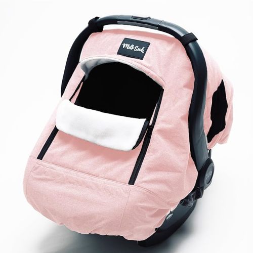 Milk Snob Winter Baby Car Seat Cover - Car Seat Canopy & Stroller Cover for Babies - Waterproof, Windproof, Cozy Inner Fleece Lining - Keep Your Baby Warm, Dry & Cozy This Winter (Blush)