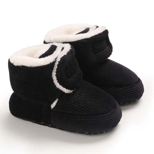 Tao Tao Baby Booties Newborn Infant Furry Cozy Soft Slippers Socks For Boy Girl, Winter Non-Slip Crib Shoes With Warm Lining Black 0 Months