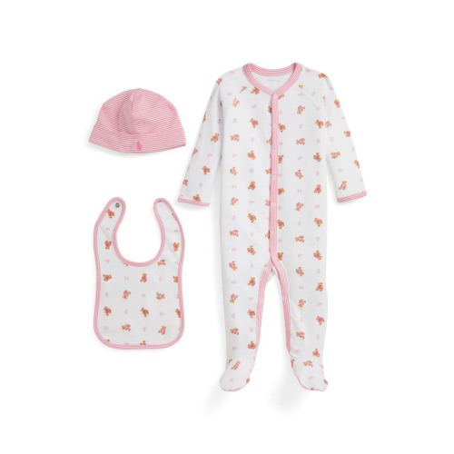 Cotton Interlock Footie, Bib & Hat Set
