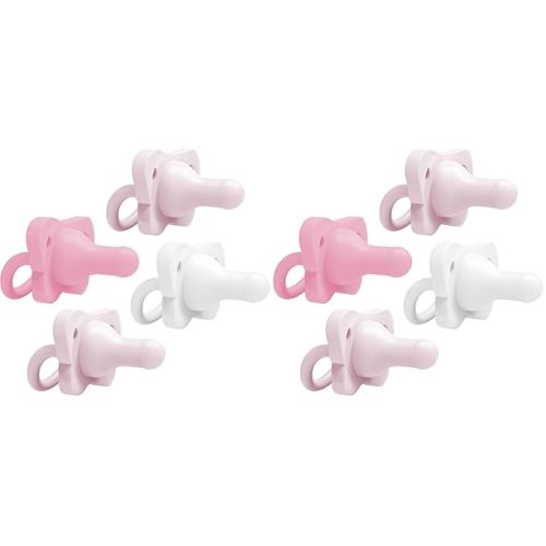 Dr. Brown's HappyPaci 100% Silicone Baby Pacifier, Contoured One-Piece Design, Light-Pink, Pink, White, 0-6m, BPA-Free, 8-Pack