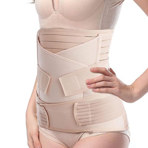 Postpartum Belly Band, 3-Piece Postpartum Girdle C Section Belly Band Support Recovery Belt Abdominal Binder