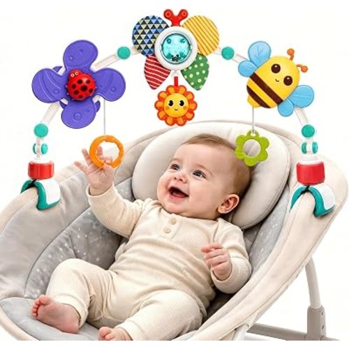 GONINO Baby Stroller Arch Toy, Adjustable Car Seat Hanging Toy with Teether