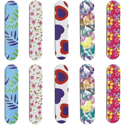 Nail File Nail Buffers Nail Emery Boards Disposable Nail Care Files Double Sided Art Manicure File Mini Reusable for Women Girls Men 10 Pack