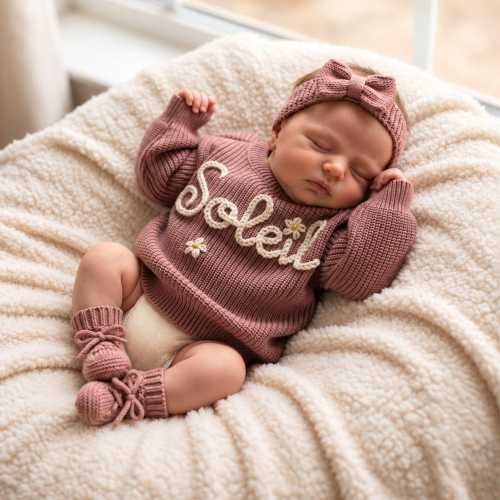 Baby Name Sweater: Custom Embroidered Newborn Sweater