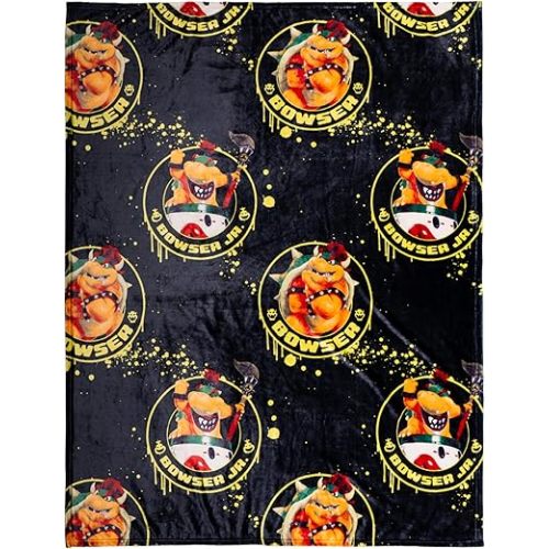The Super Mario Galaxy Movie Kids Throw Blanket, Boswer & Jr., 46 in x 60 in, Soft Cozy Decorative Blanket for Couch, Bed, or Gaming Room (Officially Licensed Product) by Franco