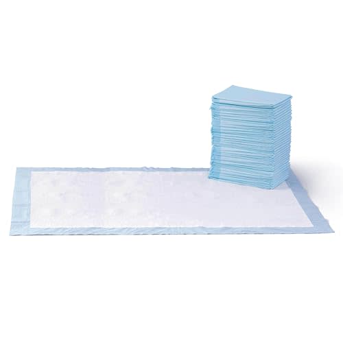 Amazon Basics Dog and Puppy Pee Pads, 5-Layer Leak-Proof Super Absorbent, Quick-Dry Surface, Potty Training, Giant (27.5x44"), 40 Count, Blue & White